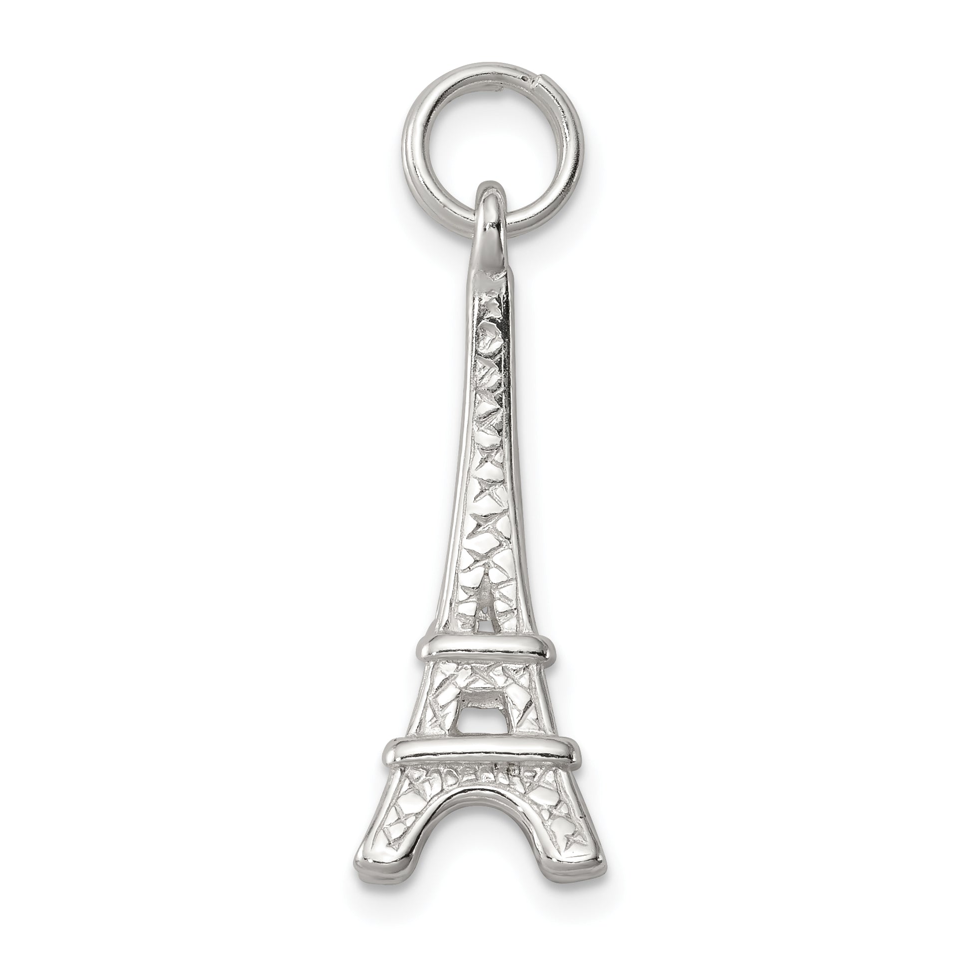 Sophia Jewelers 925 Rhodium-Plated 3D Eiffel Tower Charm Pendant Secondary image