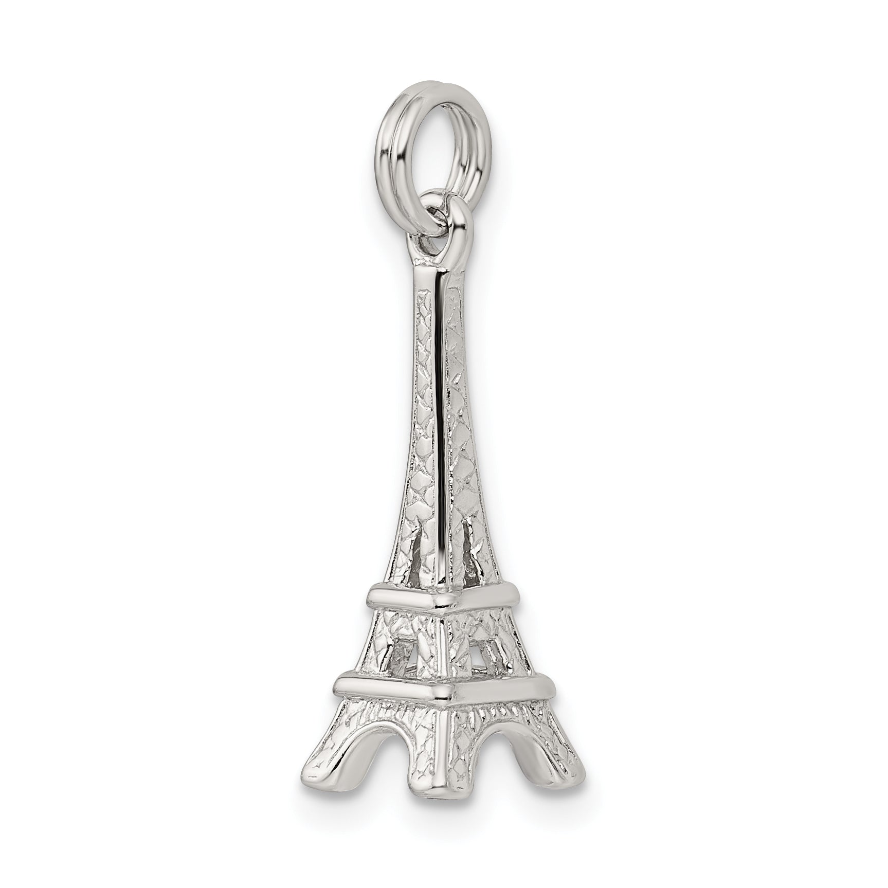 Sophia Jewelers 925 Rhodium-Plated 3D Eiffel Tower Charm Pendant