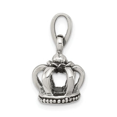 Sterling Silver 925 Antiqued Crown Pendant 3D Vintage Style