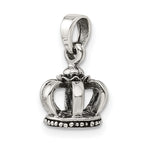 Sterling Silver 925 Antiqued Crown Pendant 3D Vintage Style
