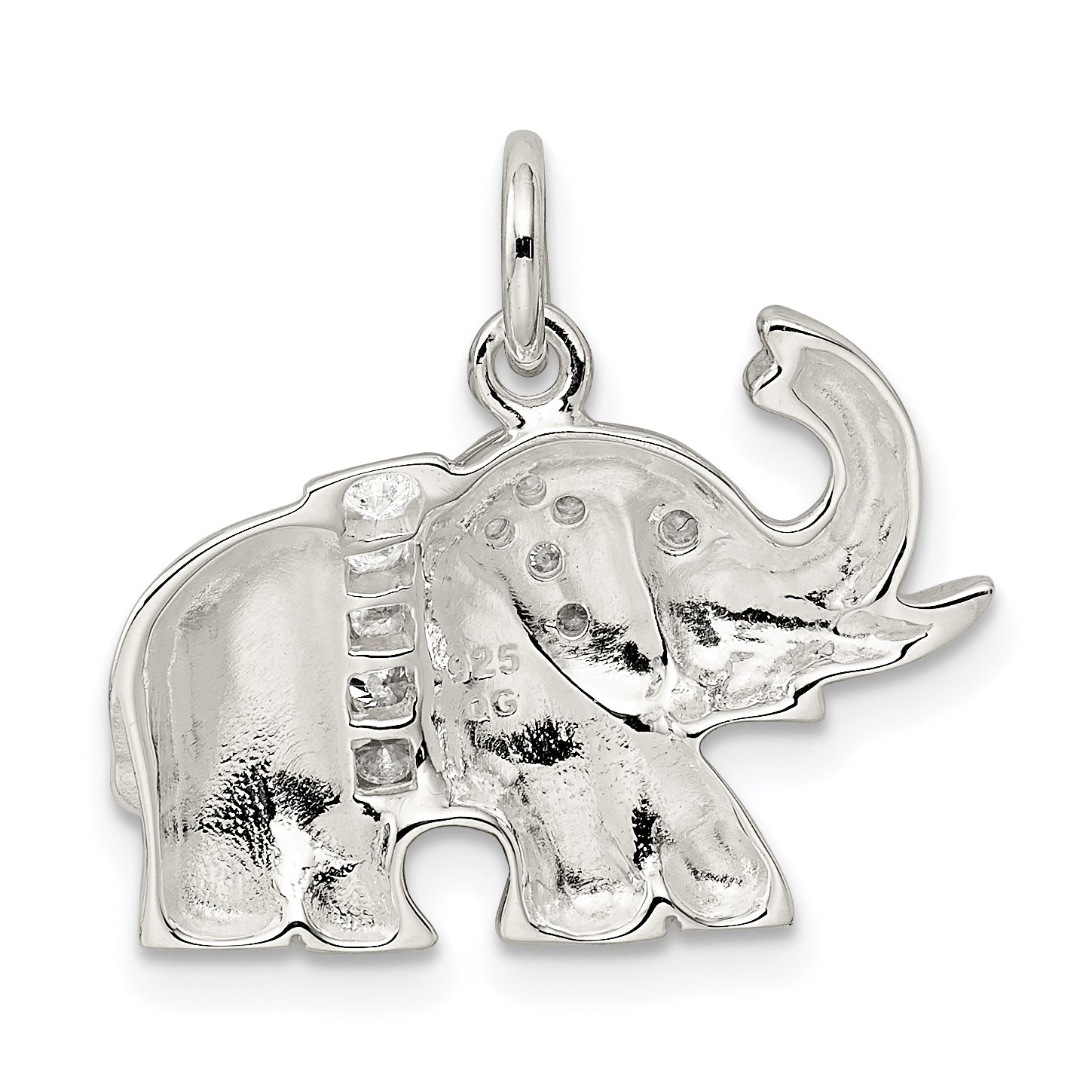Sophia Jewelers 925 Sterling Silver CZ Elephant Charm, Polished & Elegant Pendant