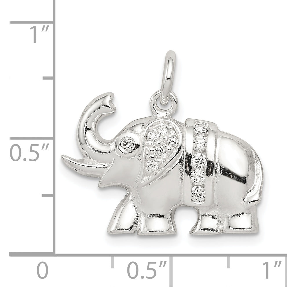Sophia Jewelers 925 Sterling Silver CZ Elephant Charm, Polished & Elegant Pendant