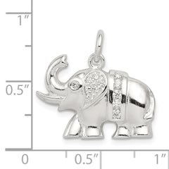 Sophia Jewelers 925 Sterling Silver CZ Elephant Charm, Polished & Elegant Pendant