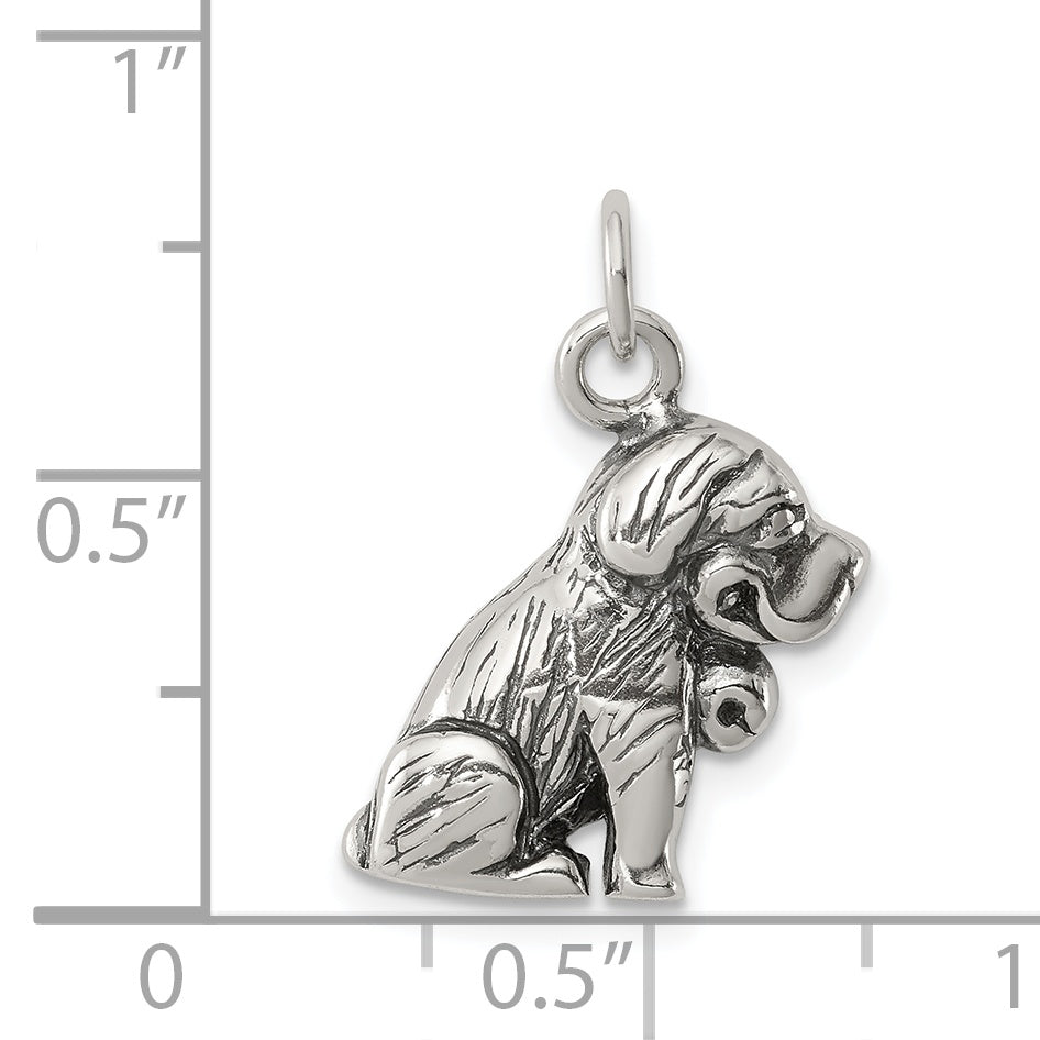 Sterling Silver 925 St. Bernard Charm with Antique Finish
