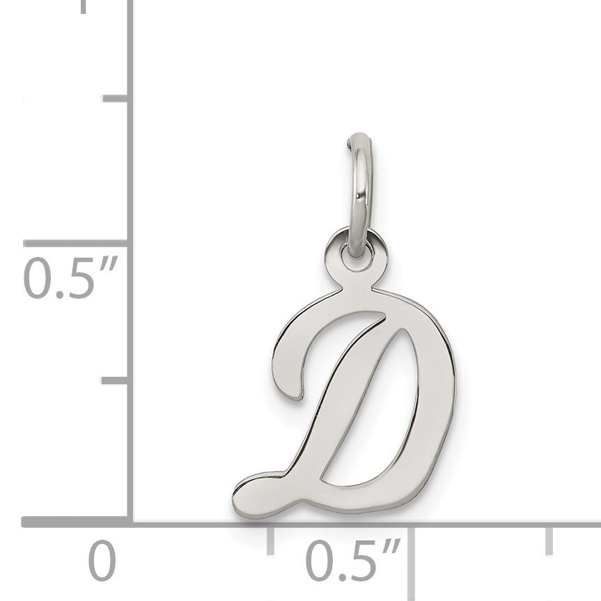 Sterling Silver 925 Initial D Charm with Rhodium Plating Elegance