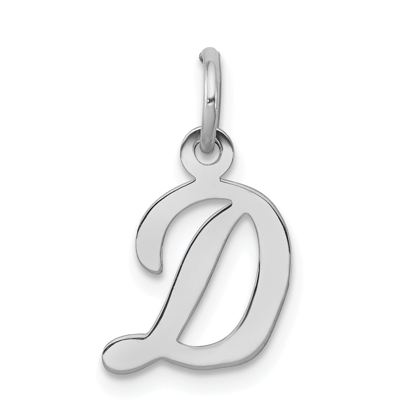 Sterling Silver Rhodium-plated Script Letter D Initial Charm Main image
