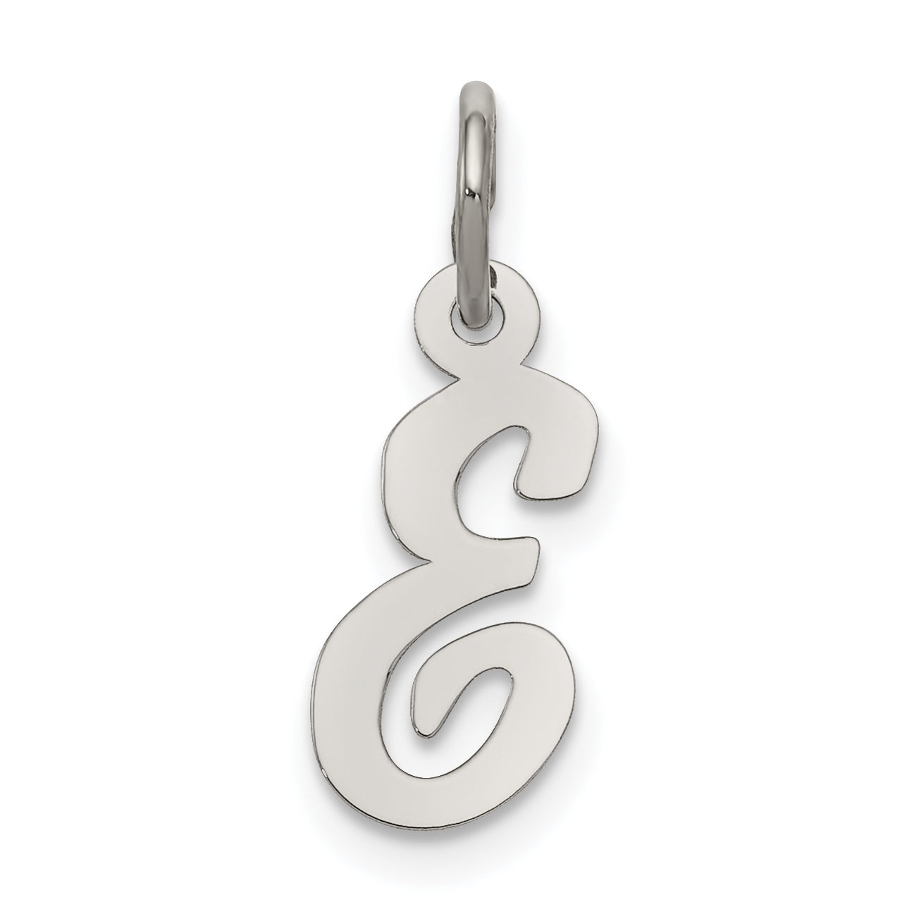 Sterling Silver Rhodium-plated Script Letter E Initial Charm Main image