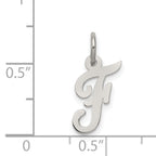 Sterling Silver Script Initial F Pendant in Rhodium-Plated Finish