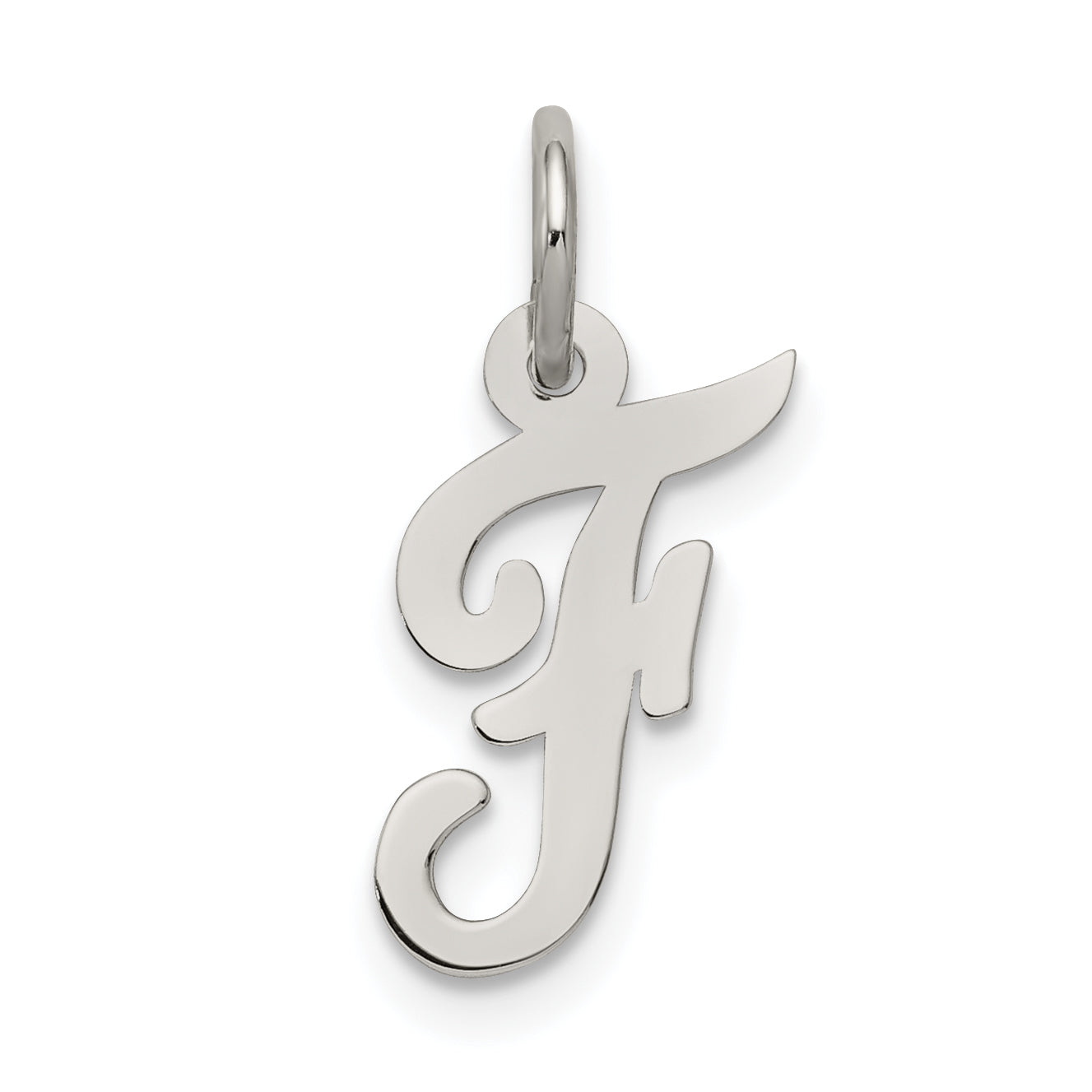 Sterling Silver Rhodium-plated Script Letter F Initial Charm Main image