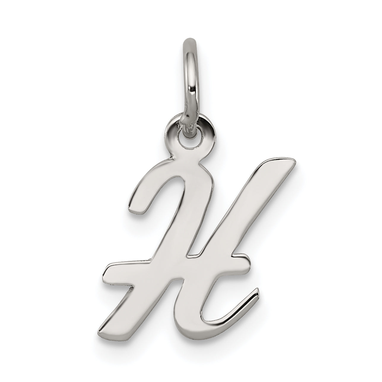 Sterling Silver Rhodium-plated Script Letter H Initial Charm Main image