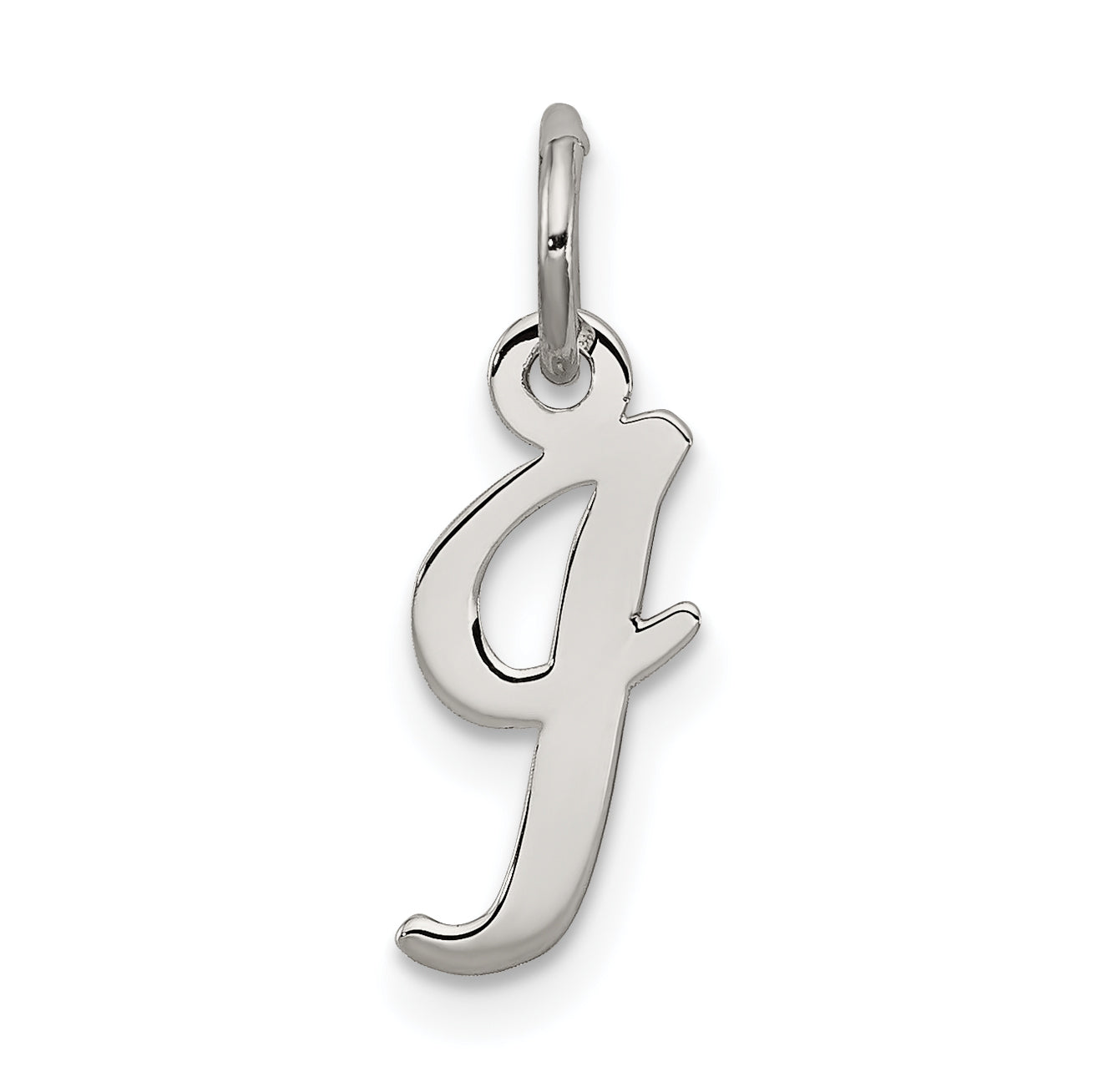 Sterling Silver Rhodium-plated Script Letter I Initial Charm Main image