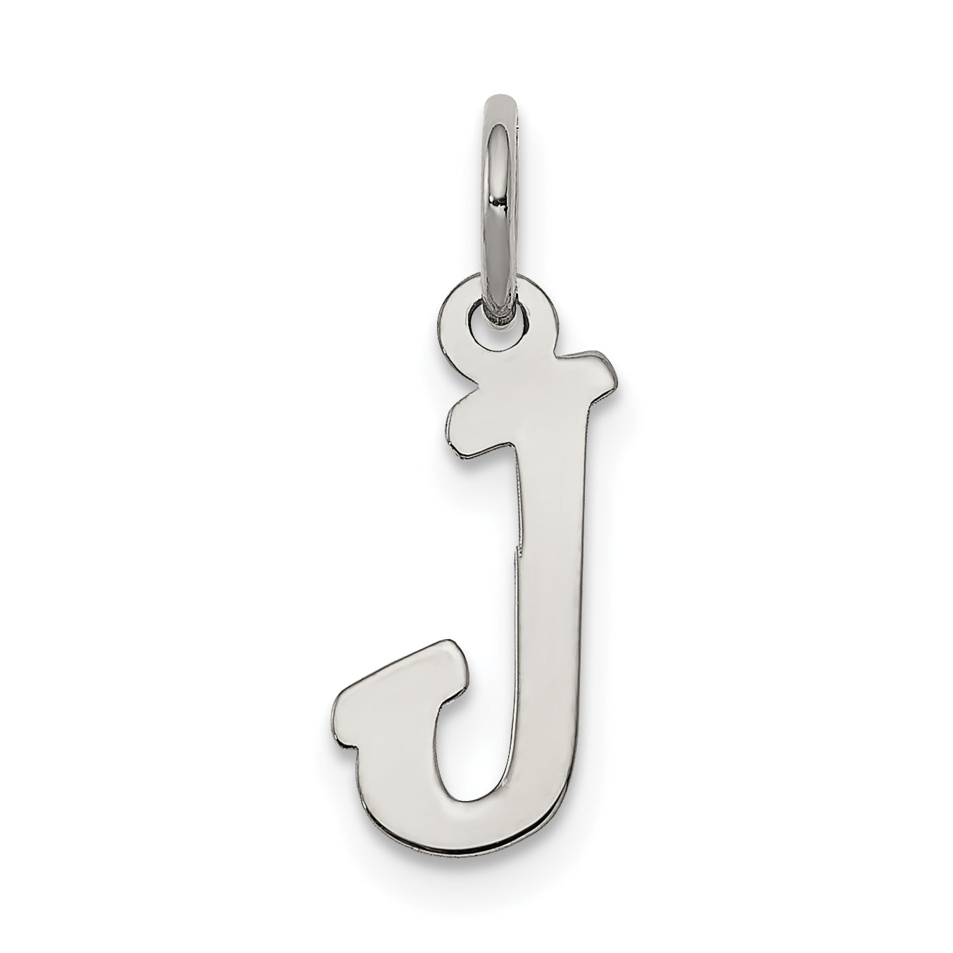 Sterling Silver Rhodium-plated Script Letter J Initial Charm Main image