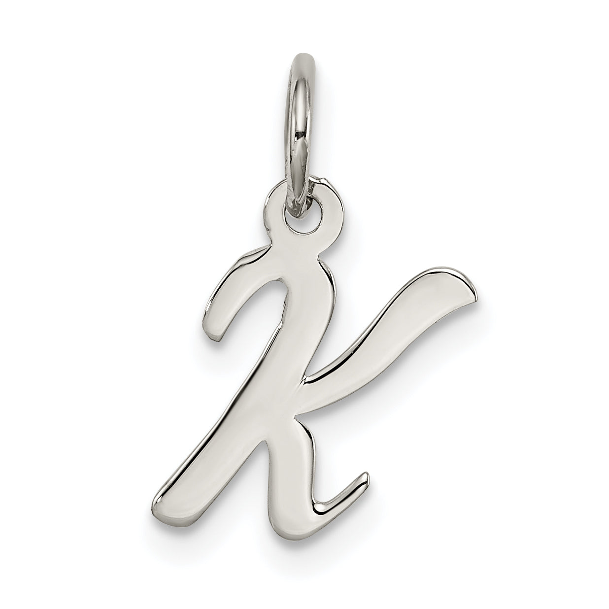 Sterling Silver Rhodium-plated Script Letter K Initial Charm Main image