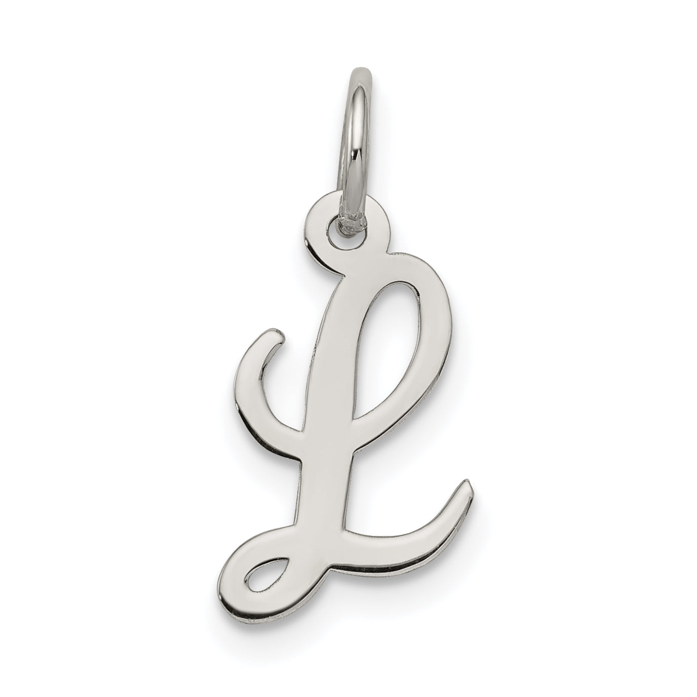 Sterling Silver Rhodium-plated Script Letter L Initial Charm Main image
