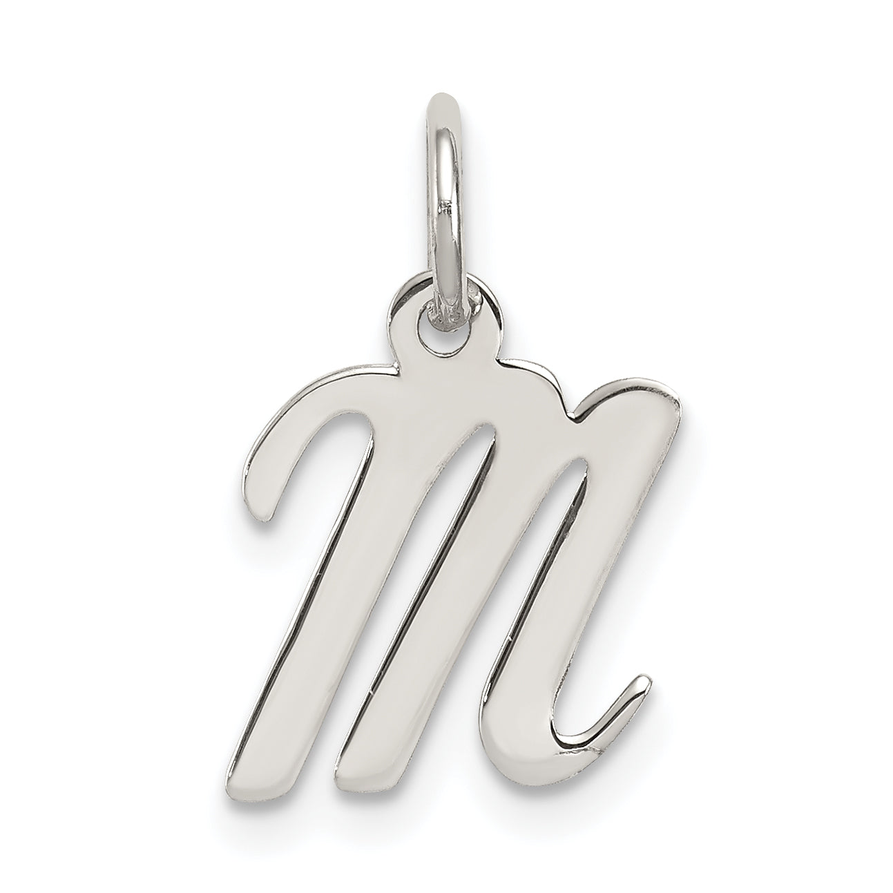 Sterling Silver Rhodium-plated Script Letter M Initial Charm Main image