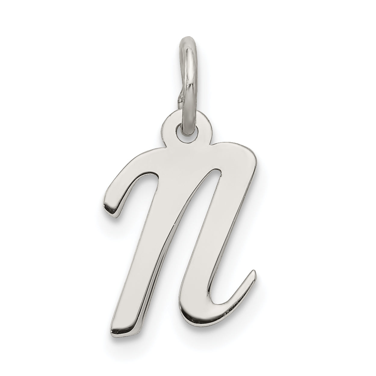 Sterling Silver Rhodium-plated Script Letter N Initial Charm Main image