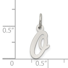 Sterling Silver Script Initial O Charm with Rhodium Elegance