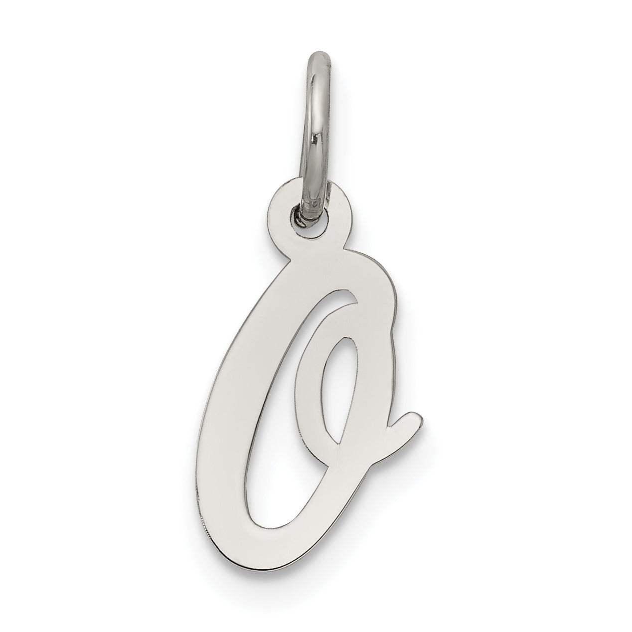 Sterling Silver Rhodium-plated Script Letter O Initial Charm Main image