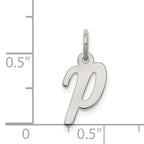 Sterling Silver Rhodium-Plated Initial P Charm Elegant Small Pendant