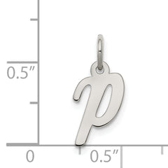 Sterling Silver Rhodium-Plated Initial P Charm Elegant Small Pendant