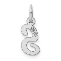 Sterling Silver 925 Initial S Charm with Rhodium Plating Elegant and Petite