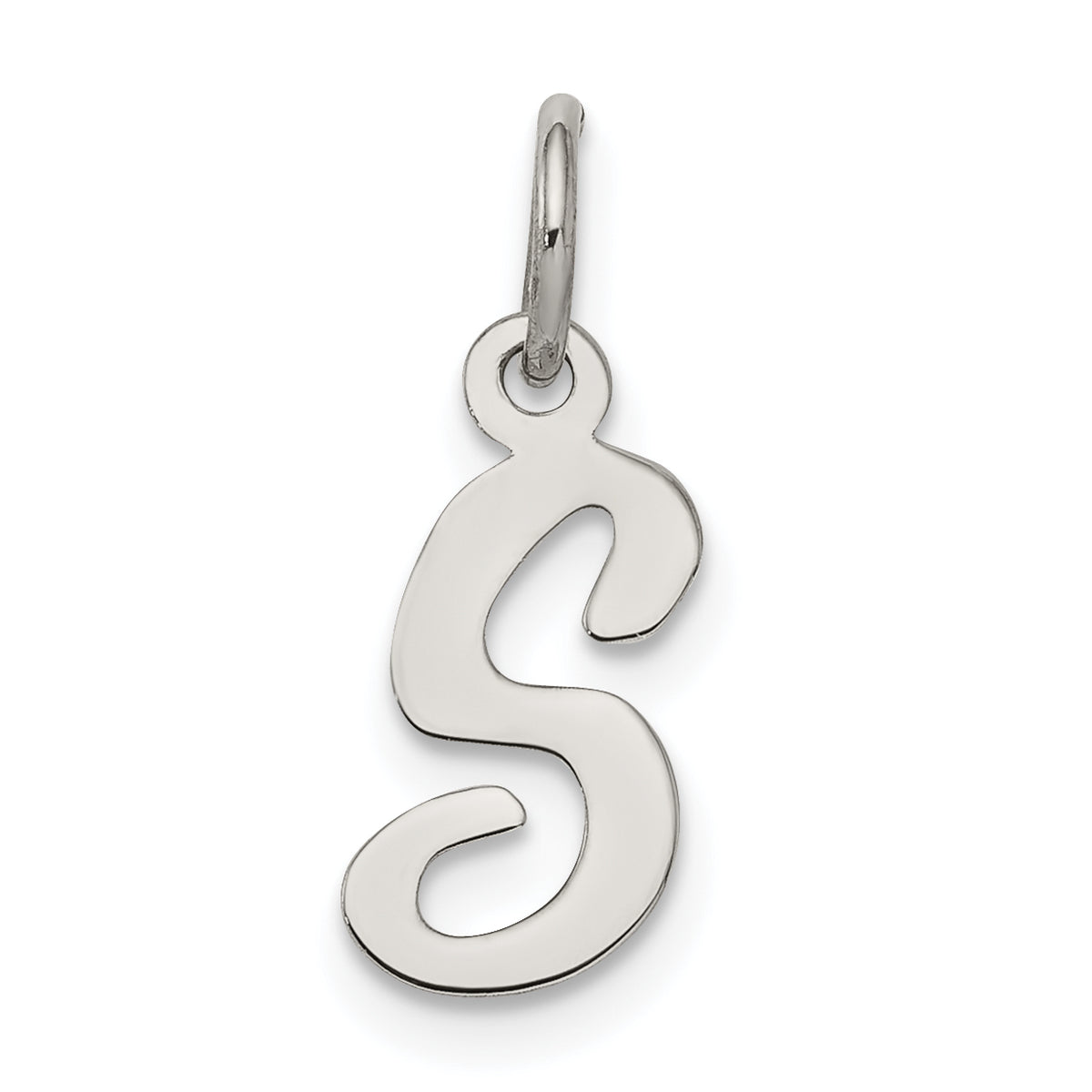Sterling Silver Rhodium-plated Script Letter S Initial Charm