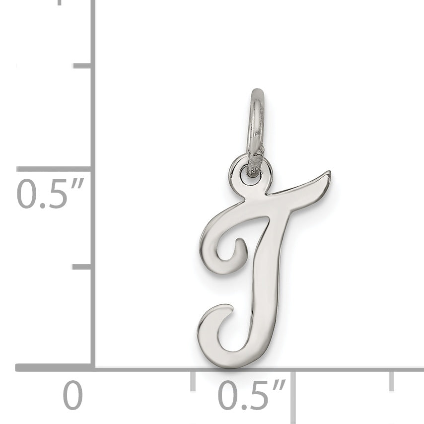 Sophia Jewelers Sterling Silver Rhodium-Plated Initial T Charm Elegant Design