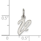 Sophia Jewelers Sterling Silver Script V Charm with Rhodium Plating