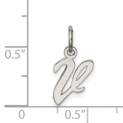 Sophia Jewelers Sterling Silver Script V Charm with Rhodium Plating