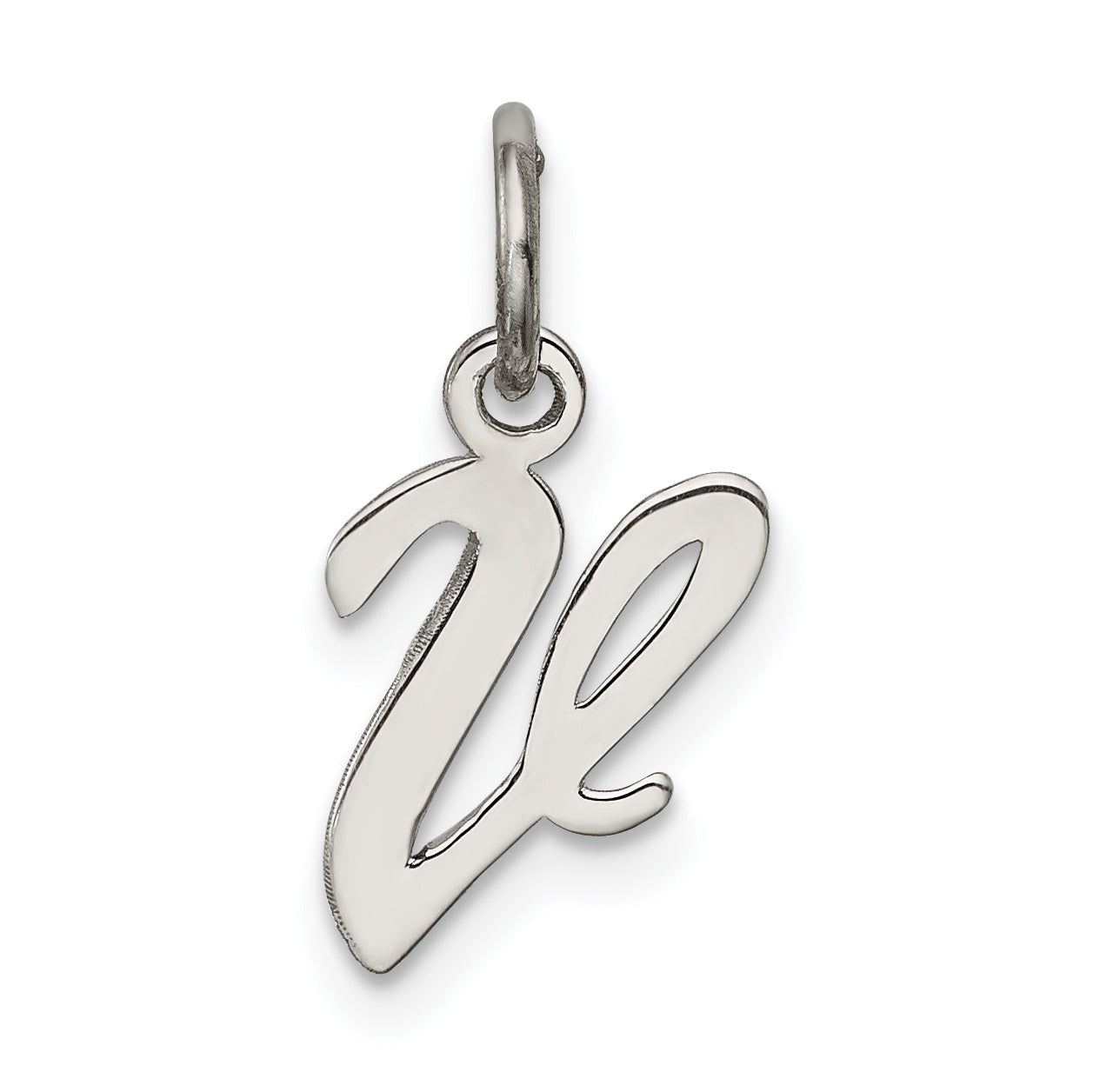 Sterling Silver Rhodium-plated Script Letter V Initial Charm Main image
