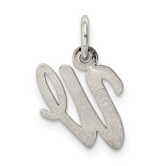 Sterling Silver Rhodium-Plated Initial W Charm Elegant Small Pendant