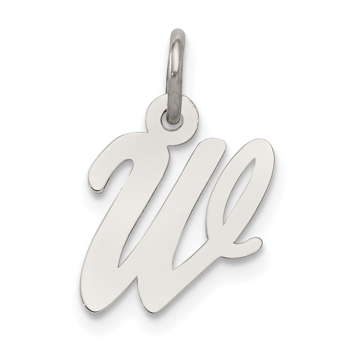 Sterling Silver Rhodium-plated Script Letter W Initial Charm Main image