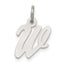 Sterling Silver Rhodium-plated Script Letter W Initial Charm