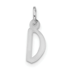 Sterling Silver Polished Small Slanted Block Initial D Charm