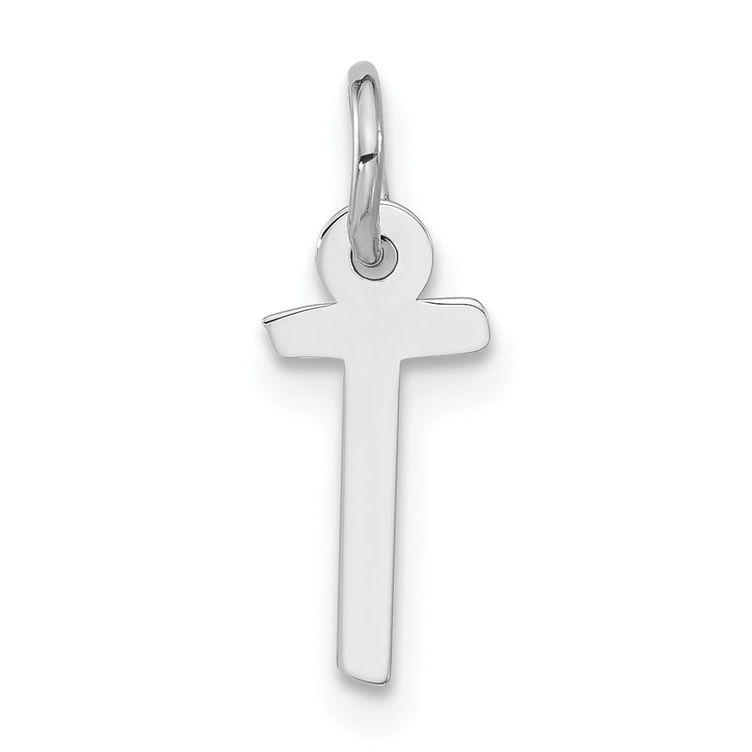 Sterling Silver Polished Small Slanted Block Initial T Charm Main image