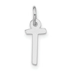 Sterling Silver Polished Small Slanted Block Initial T Charm