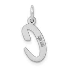 Sterling Silver 925 Script Initial C Charm Rhodium-Plated Elegant Design