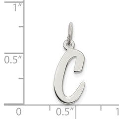 Sterling Silver 925 Script Initial C Charm Rhodium-Plated Elegant Design