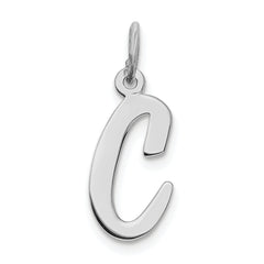 Sterling Silver Rhodium-plated Script Letter C Initial Charm