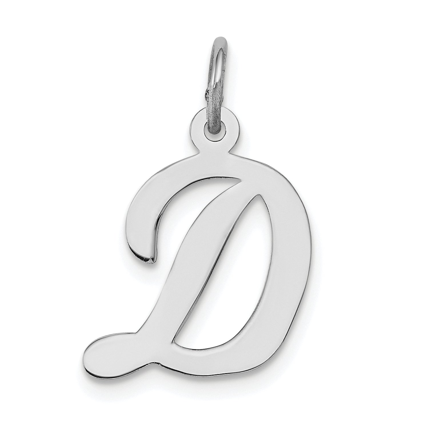 Sterling Silver Rhodium-plated Script Letter D Initial Charm Main image