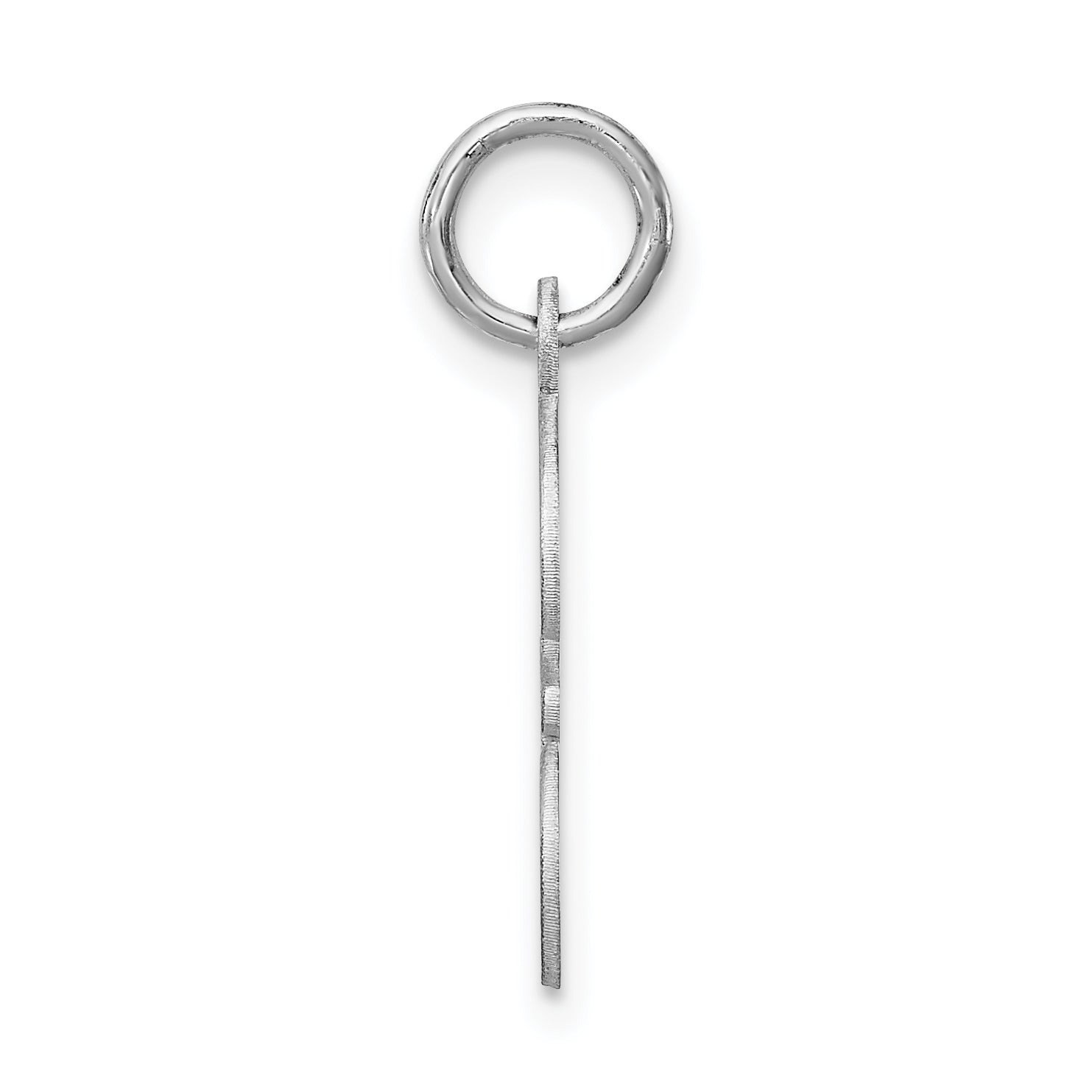 Sterling Silver Script Initial F Charm with Rhodium Elegant Finish