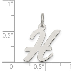 Sophia Jewelers Sterling Silver Script Initial H Charm with Rhodium Finish
