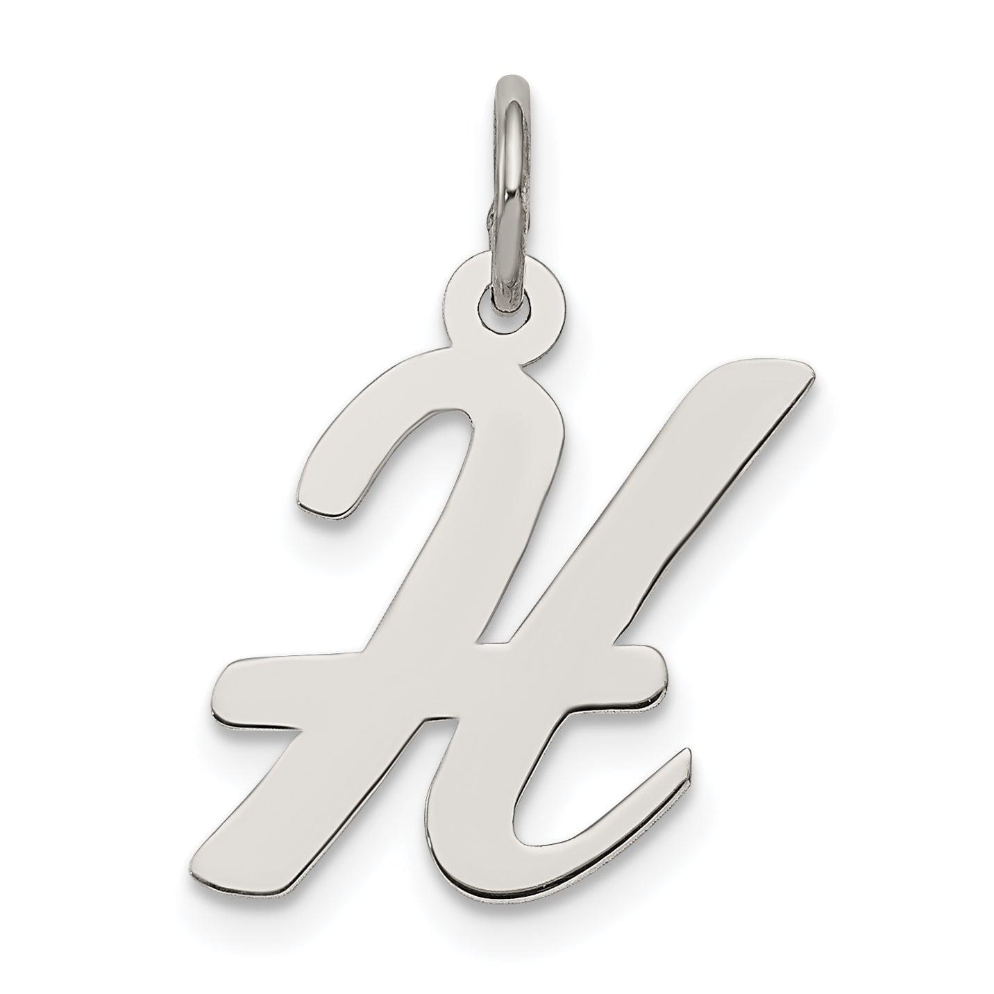 Sterling Silver Rhodium-plated Script Letter H Initial Charm