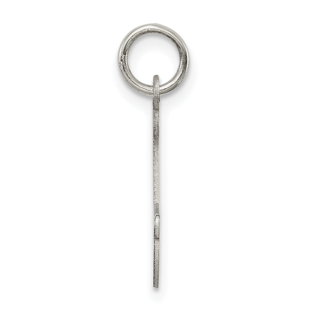Sterling Silver 925 Script J Initial Charm with Rhodium Plating