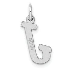 Sterling Silver 925 Script J Initial Charm with Rhodium Plating