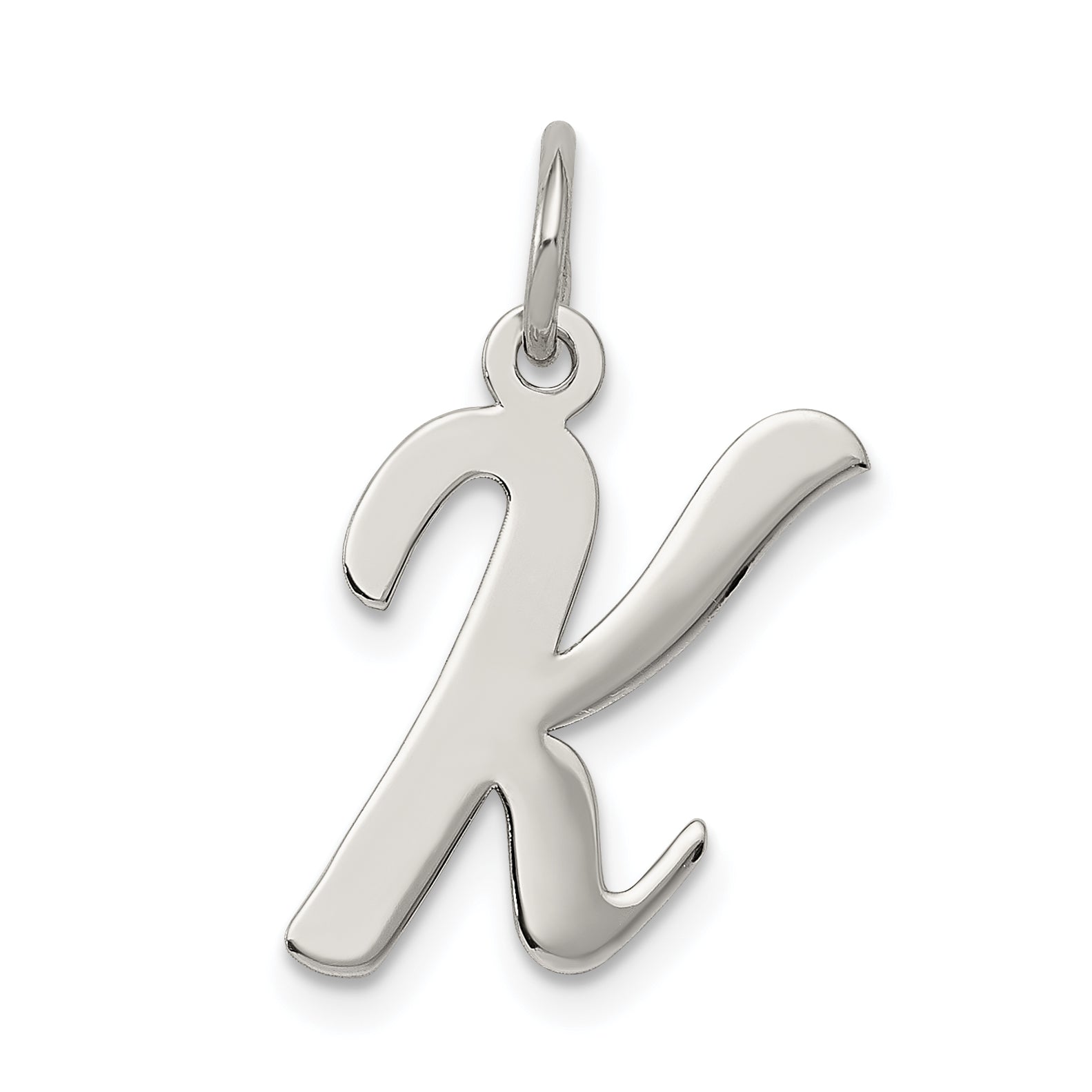 Sterling Silver Rhodium-plated Script Letter K Initial Charm Main image