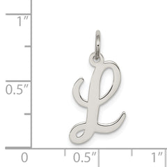 Sophia Jewelers Sterling Silver Script L Charm Rhodium-Plated Elegant Design
