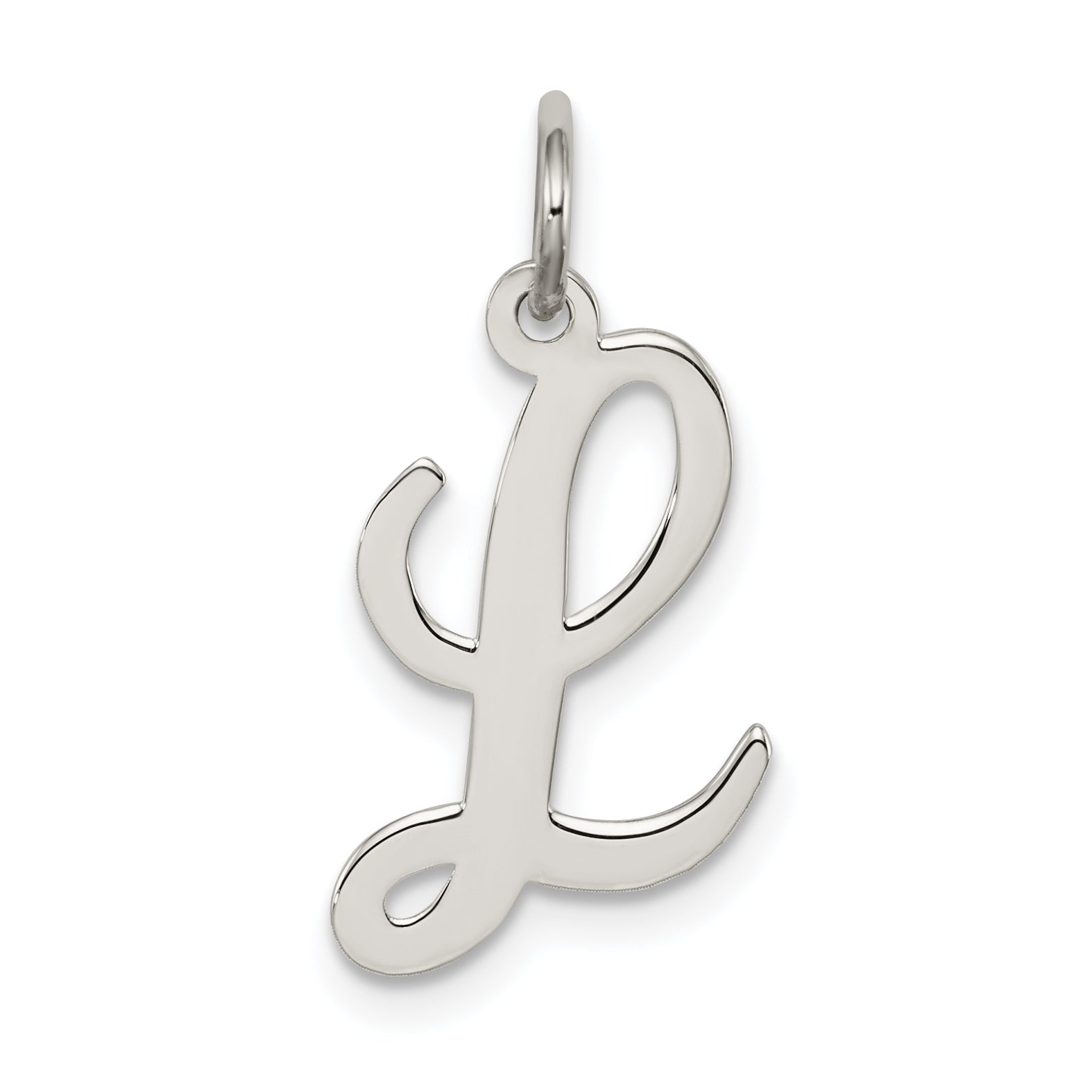 Sterling Silver Rhodium-plated Script Letter L Initial Charm Main image