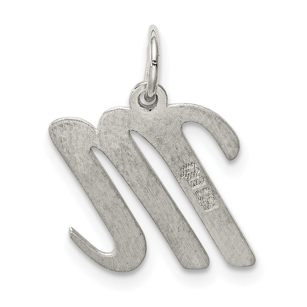 Sophia Jewelers Sterling Silver M Initial Charm Rhodium-Plated Elegant Medium
