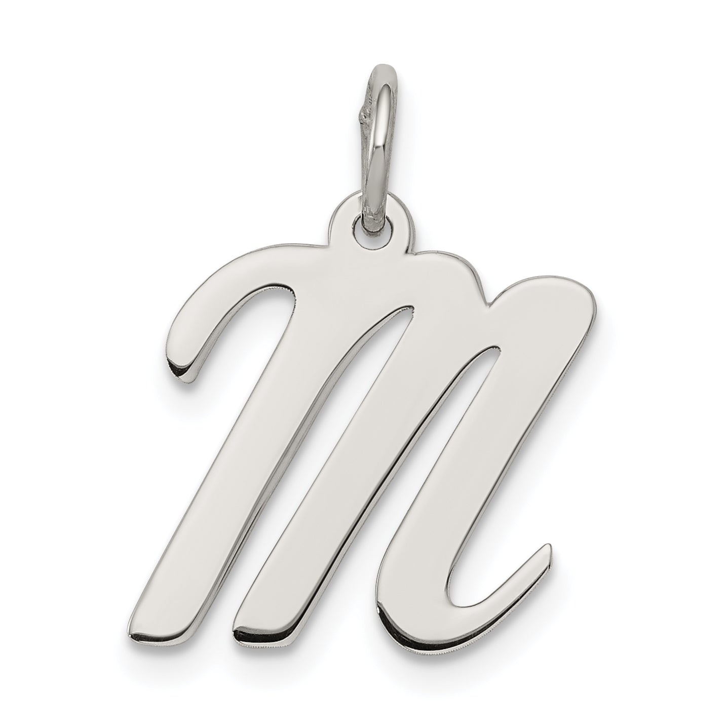 Sterling Silver Rhodium-plated Script Letter M Initial Charm Main image